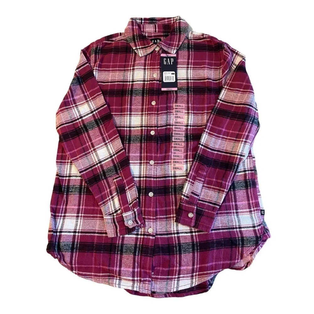 Women's Gap Flannel Boyfriend Shirt Pink Size Small - Picture 5 of 11